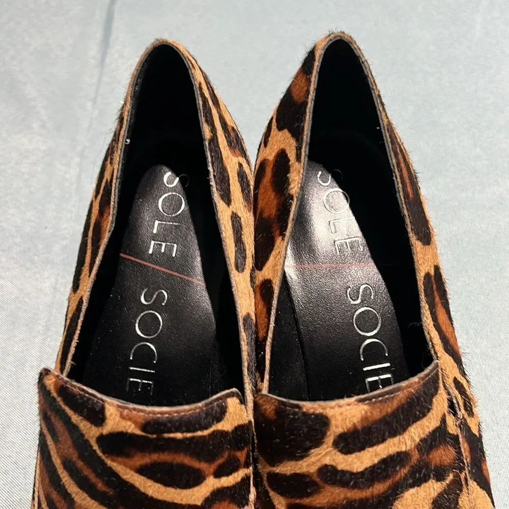 NEW Sole Society So-Marian Leopard Chunky Heels‎ 6.5 B38